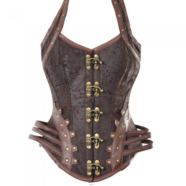Hips and Curves Steampunk Corset With Hip Straps And Neckholder