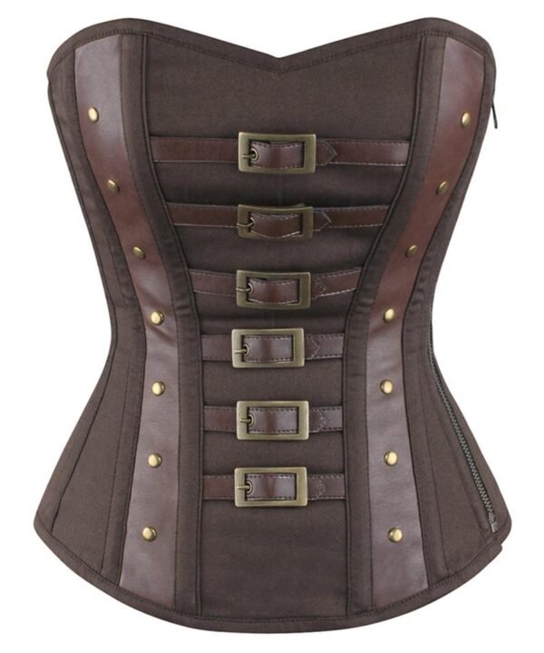 Leather Overbust Steampunk Cotton Corset