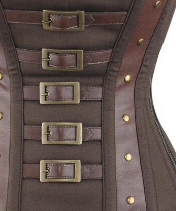 Leather Overbust Steampunk Cotton Corset