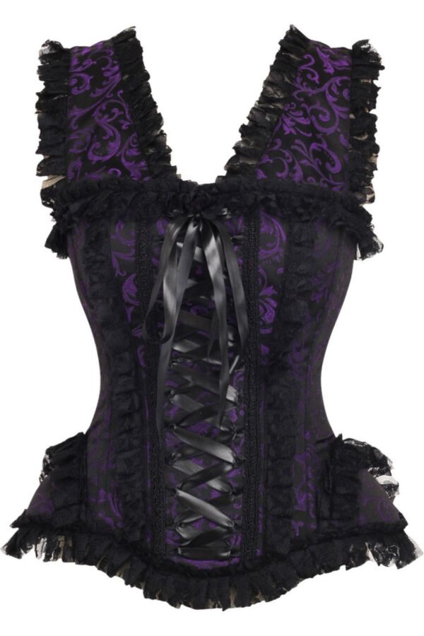 Purple Brocade Corset 2 Piece Witchy Dress Set