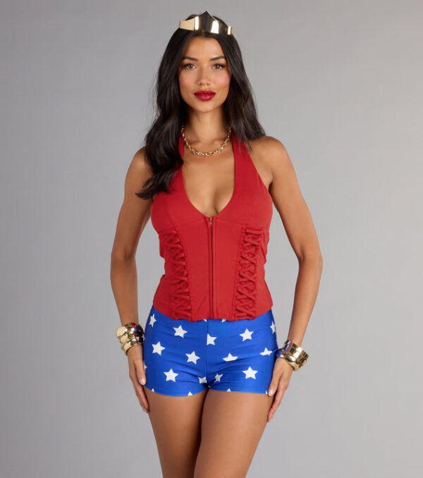 Red Lace Up Halloween Corset Top