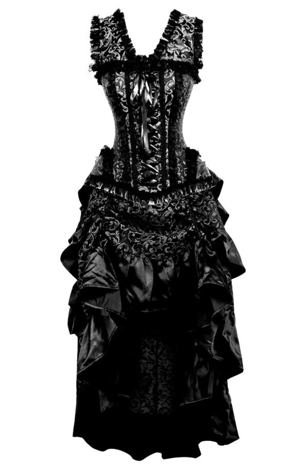 Silver Brocade Corset 2 Piece Halloween Dress Set