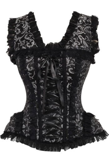 Silver Brocade Corset 2 Piece Halloween Dress Set