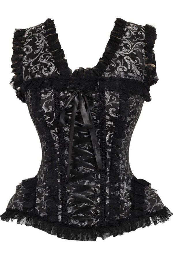 Silver Brocade Corset 2 Piece Halloween Dress Set