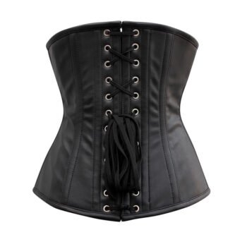 Steampunk Black Faux Leather Boned Corset
