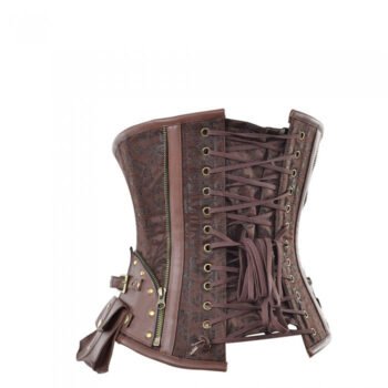 Steampunk Curvy Waist Corset With Buckle And Pocket Detail