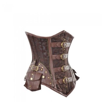 Steampunk Curvy Waist Corset With Buckle And Pocket Detail
