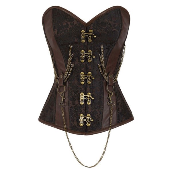 Steampunk Overbust Waist Trainer Corset With Chain