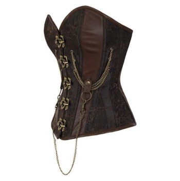 Steampunk Overbust Waist Trainer Corset With Chain