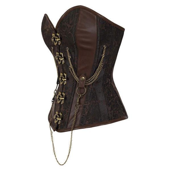 Steampunk Overbust Waist Trainer Corset With Chain