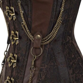 Steampunk Overbust Waist Trainer Corset With Chain