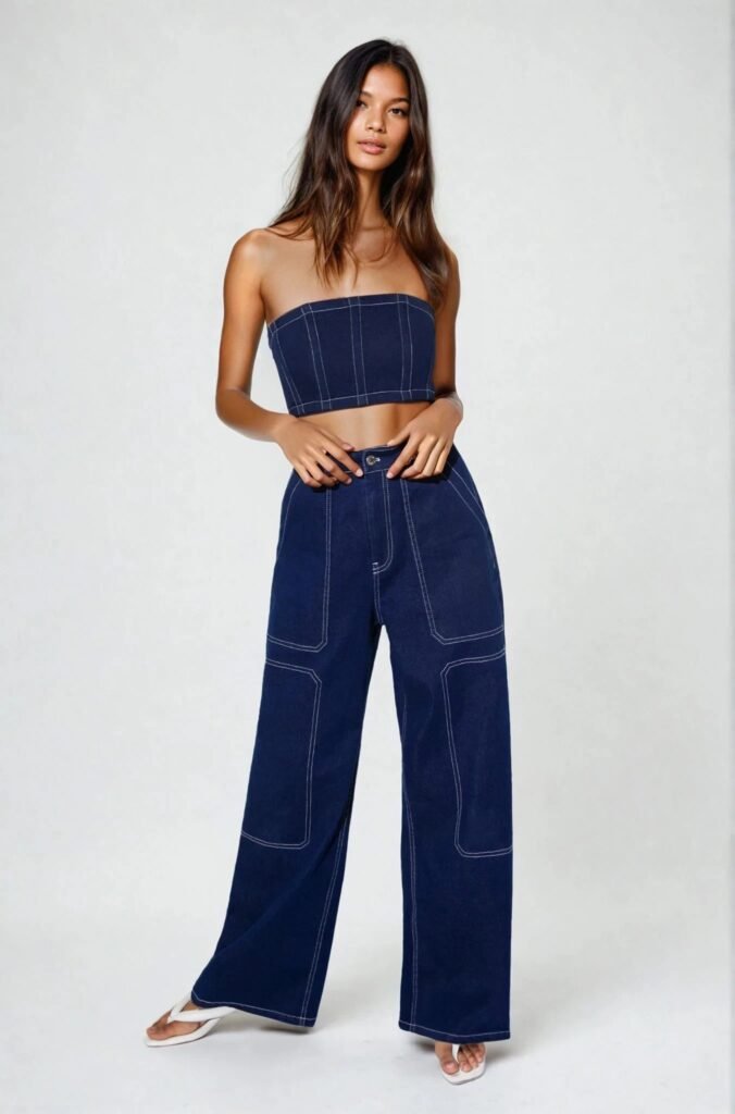 blue denim corset, bodycon corset, boned corset, bustier denim top, corset style top, cropped corset top, curve accent corset, denim corset top, distressed denim corset, fashion corset top, grunge denim corset, high waist corset, lace up back corset, party denim bustier, seamless denim bustier, solid denim corset, strapless corset, strapless denim corset, streetwear corset, tube corset top