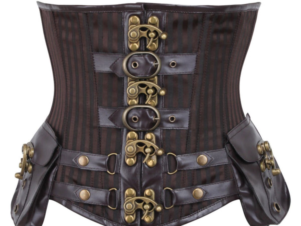 Josamogre – Ensemble 3 Pièces Corset Steampunk + Jupe + Chemisier – Style Pirate Gothique Halloween Cosplay
